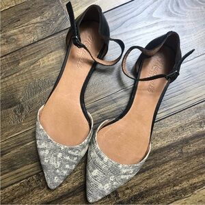 Madewell D’Orsay Snake Print Black and Cream Women's Flats Size 8